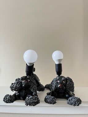 2 lamps for $80 Vintage Black Poodle Table Lamps - Pair